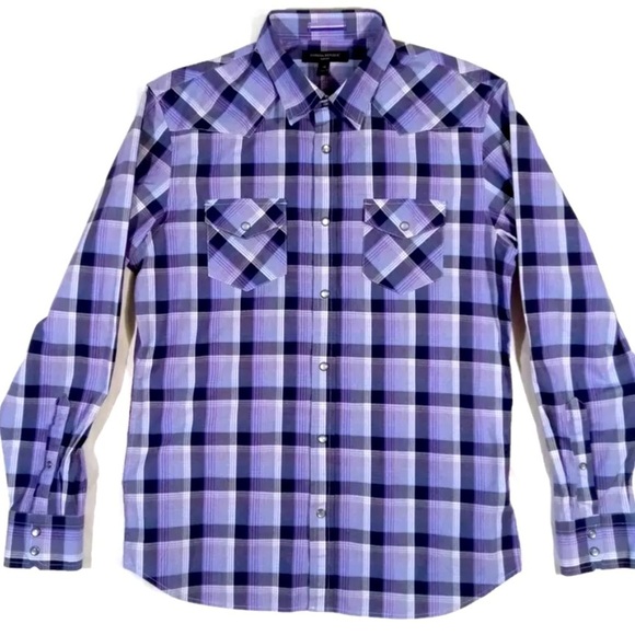 BANANA REPUBLIC Men’s Slim Fit Plaid Collared Button-Down Shirt Size M Western - Picture 1 of 6